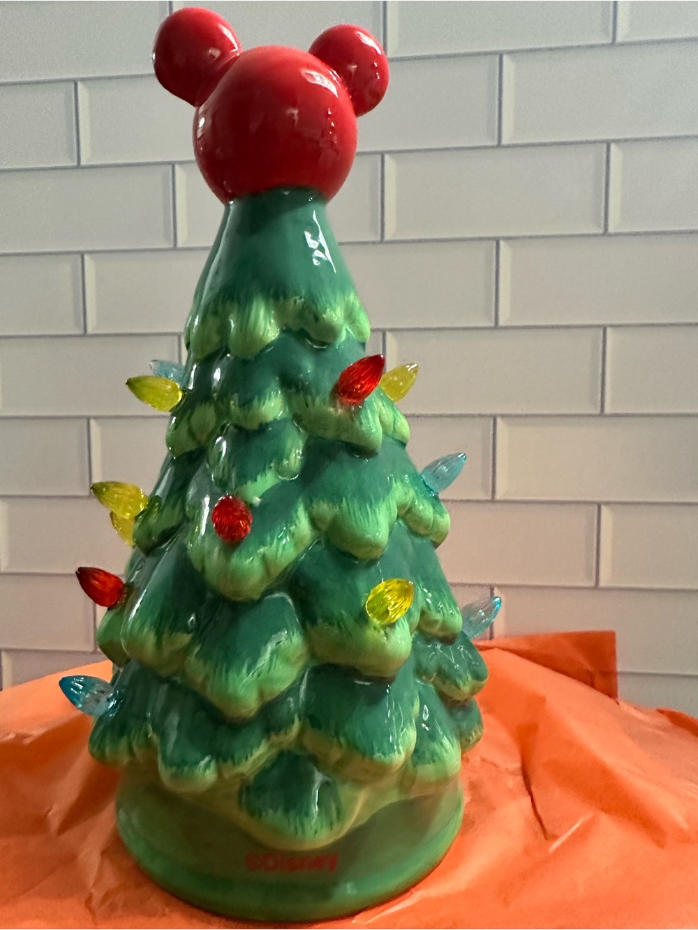 Disney Red and Green Mickey ceramic lightup Tree